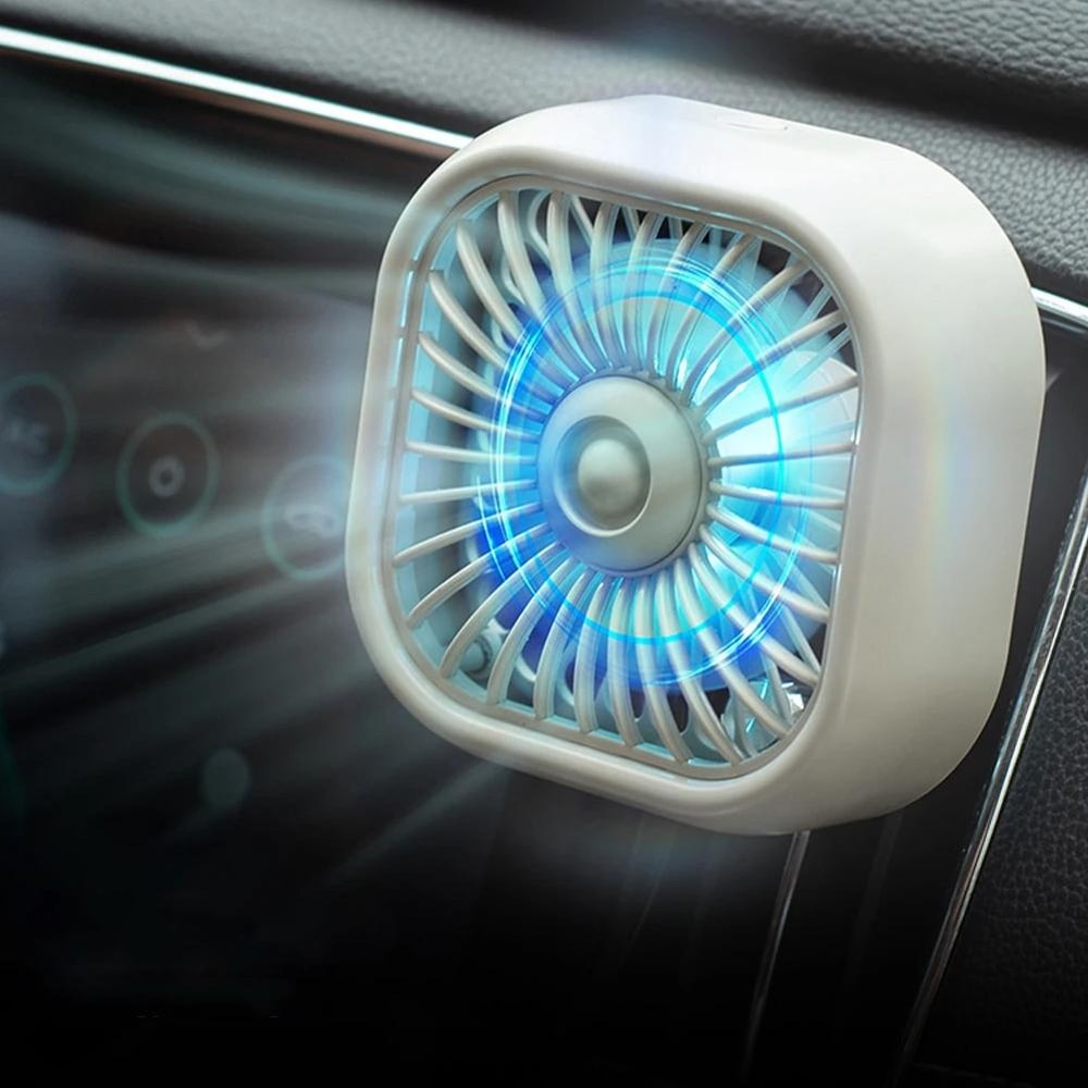 Car USB RGB Gradient Air Vent Cooling Fan Mini Clip for Vehicle Interior Cooling