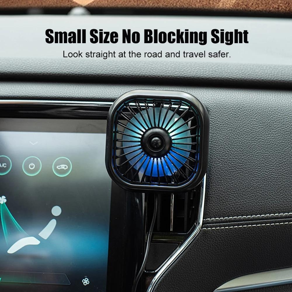 Car USB RGB Gradient Air Vent Cooling Fan Mini Clip for Vehicle Interior Cooling