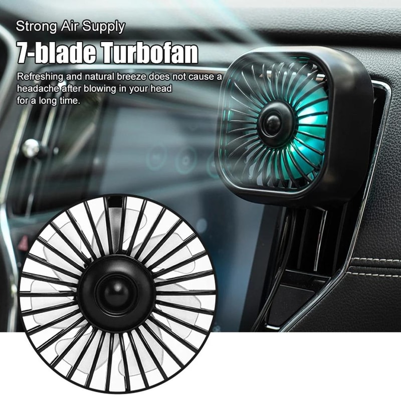 Car USB RGB Gradient Air Vent Cooling Fan Mini Clip for Vehicle Interior Cooling