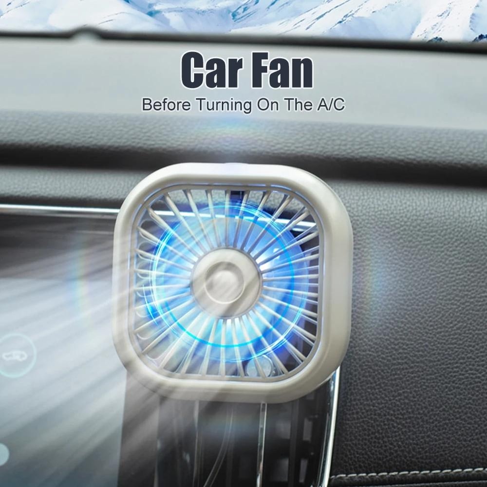 Car USB RGB Gradient Air Vent Cooling Fan Mini Clip for Vehicle Interior Cooling