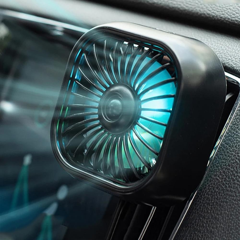 Car USB RGB Gradient Air Vent Cooling Fan Mini Clip for Vehicle Interior Cooling