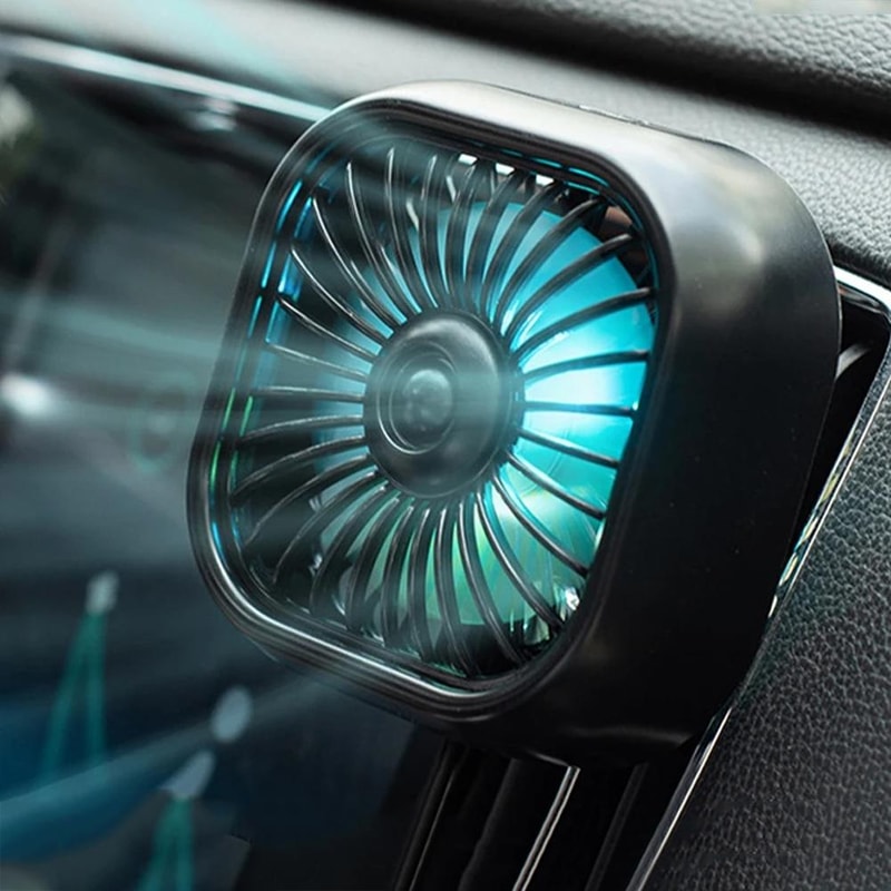 Car USB RGB Gradient Air Vent Cooling Fan Mini Clip for Vehicle Interior Cooling