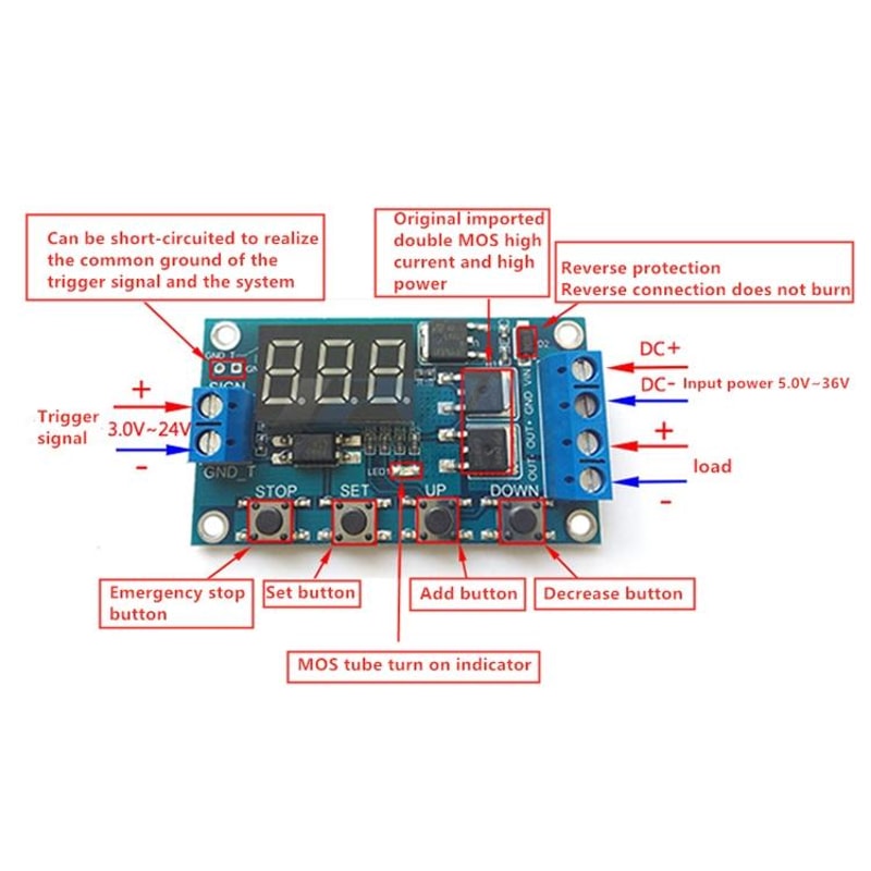 High Power Automotive Delay Switch Module Timer Relay Automatic Timing Control