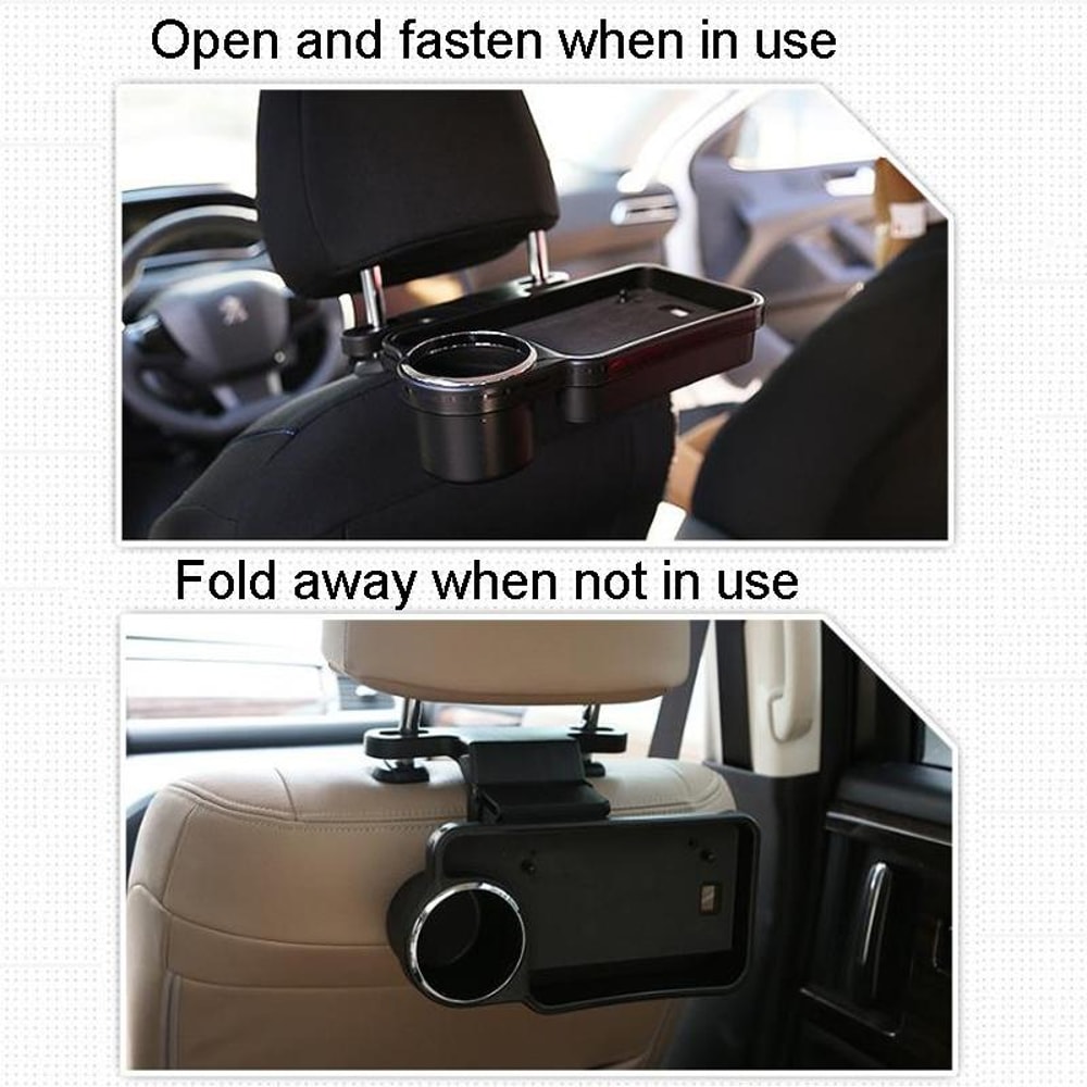 Car Seat Cup Holder with Backseat Organizer Tray Foldable Drink Holder for Rear Seat
