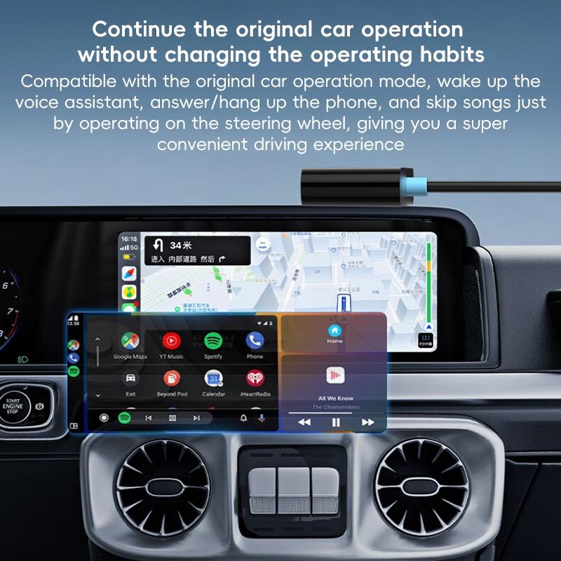 Wireless CarPlay and Android Auto Wireless Adapter and Play Car Connectivity Box Black