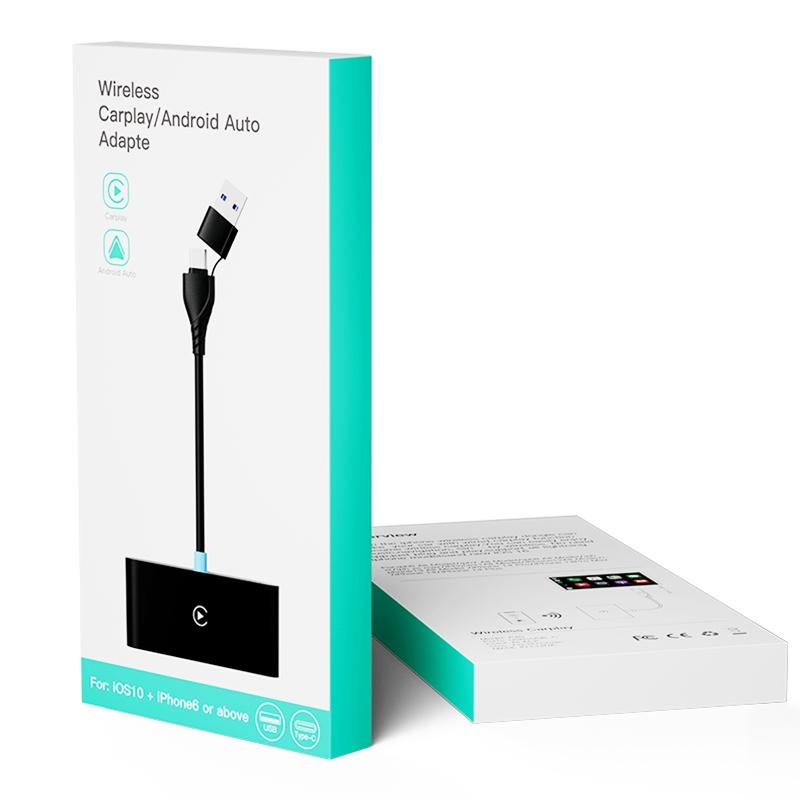 Wireless CarPlay and Android Auto Wireless Adapter and Play Car Connectivity Box Black