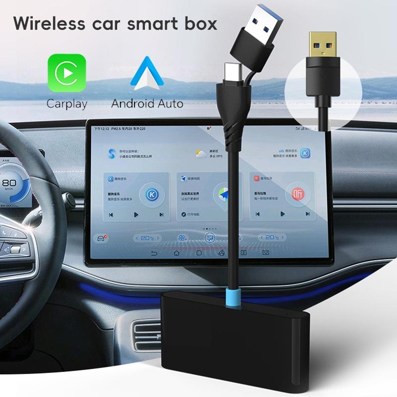 Wireless CarPlay and Android Auto Wireless Adapter and Play Car Connectivity Box Black