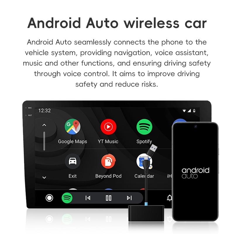 Wireless CarPlay and Android Auto Wireless Adapter and Play Car Connectivity Box Black