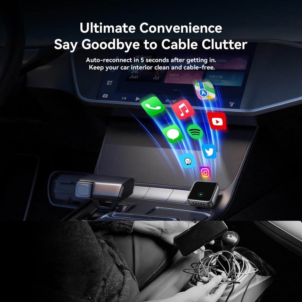 Wireless CarPlay and Android Auto Adapter and Play Car Dongle