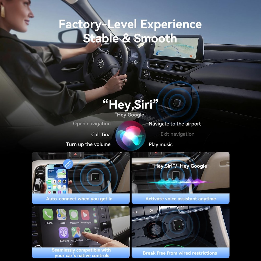Wireless CarPlay and Android Auto Adapter and Play Car Dongle