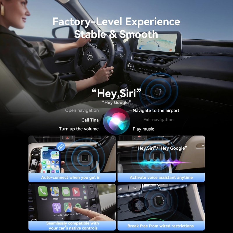 Wireless CarPlay and Android Auto Adapter and Play Car Dongle