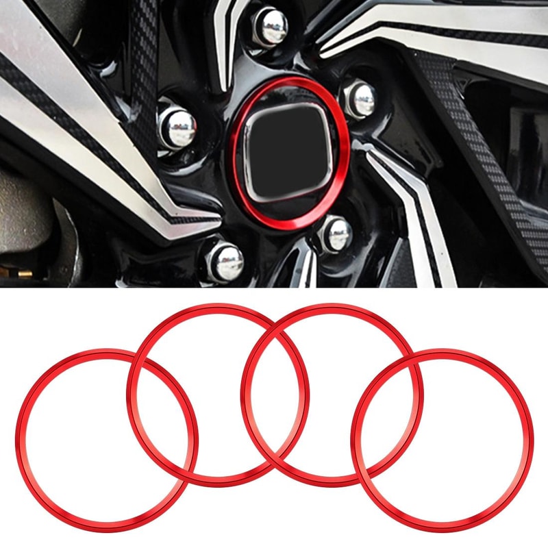 Car Metal Wheel Hub Decoration Ring for Series Red Alloy Trim Accessory