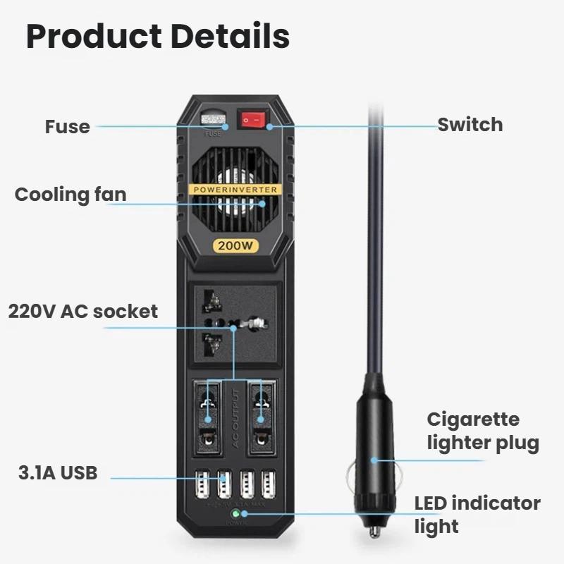 Mini Car Power Inverter to Portable Car Charger Inverter USB Multi Port