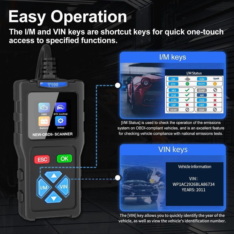 Car Scanner Engine Diagnostic Tool Check Engine Light Code Reader for Quick Vehicle Fault Detection