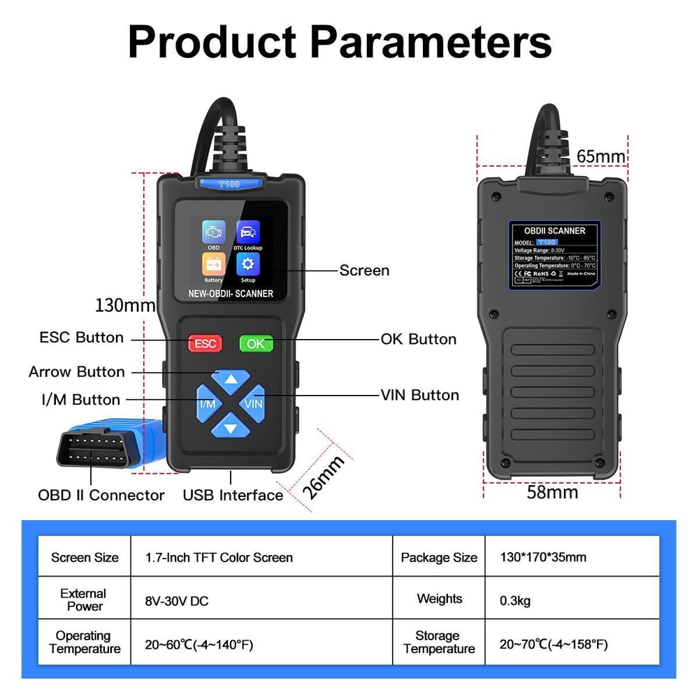Car Scanner Engine Diagnostic Tool Check Engine Light Code Reader for Quick Vehicle Fault Detection