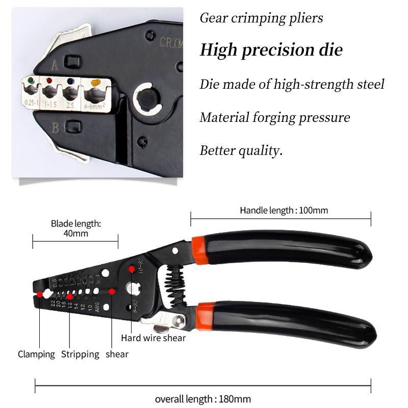 Quick Change Crimping Pliers Set Ratchet Wire Stripping Tool Toolbox Kit for Electrical Work