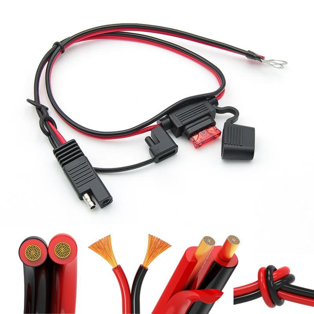 Terminal to SAE Fused Battery Charger Extension Cable for Motorcycle Car