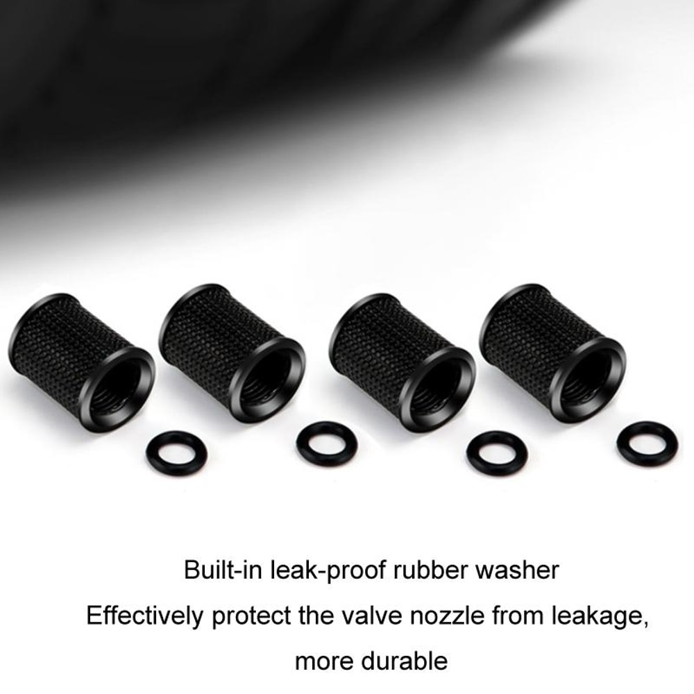 Premium Metal Tire Valve Caps Set Universal Dustproof Car Valve Caps Black