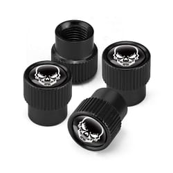 skeleton aluminum tire valve caps 4pcs universal car tire valve caps decorative black