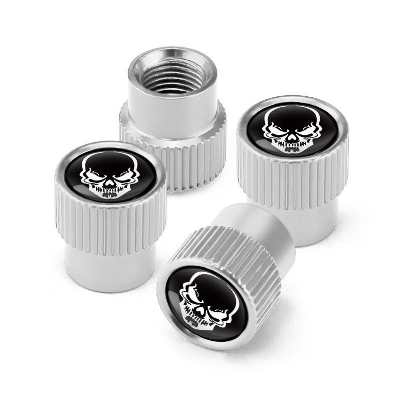 Skeleton Aluminum Tire Valve Caps 4pcs Universal Car Tire Valve Caps Decorative Black