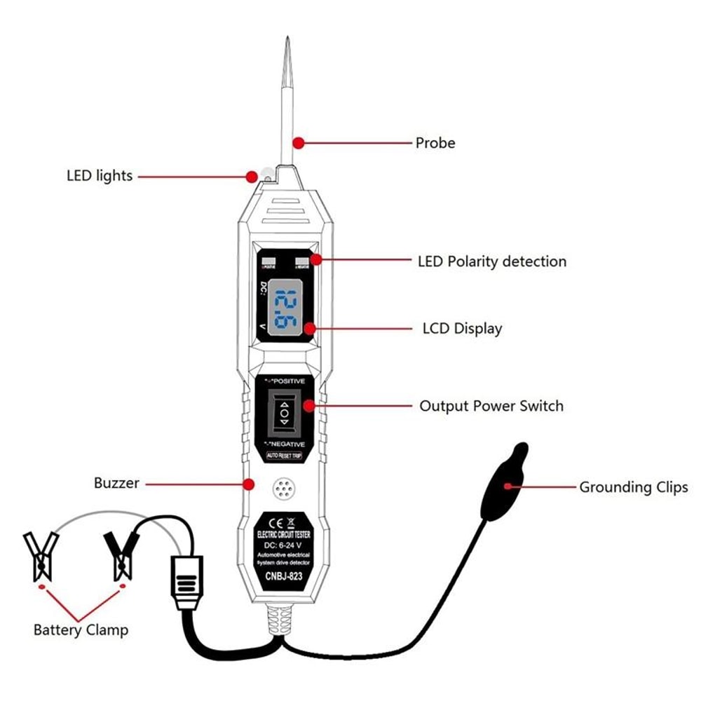 Vehicle Circuit Tester Automotive Diode Tester Multifunctional Car Circuit Detector Tool