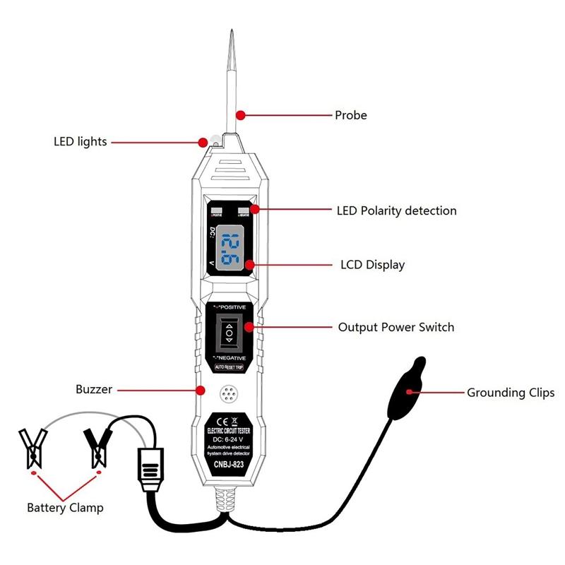 Vehicle Circuit Tester Automotive Diode Tester Multifunctional Car Circuit Detector Tool