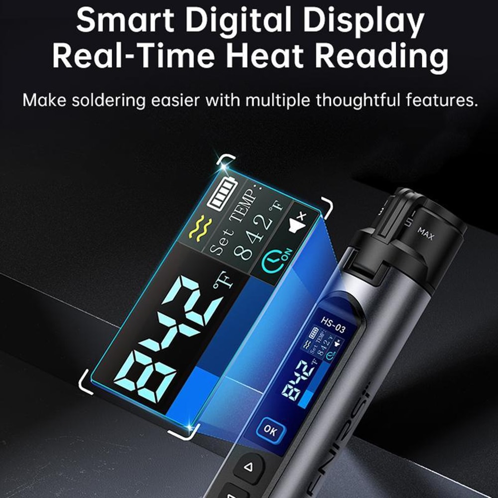 Wireless Soldering Iron Kit Screen Temperature Controlled Portable Repair Tool