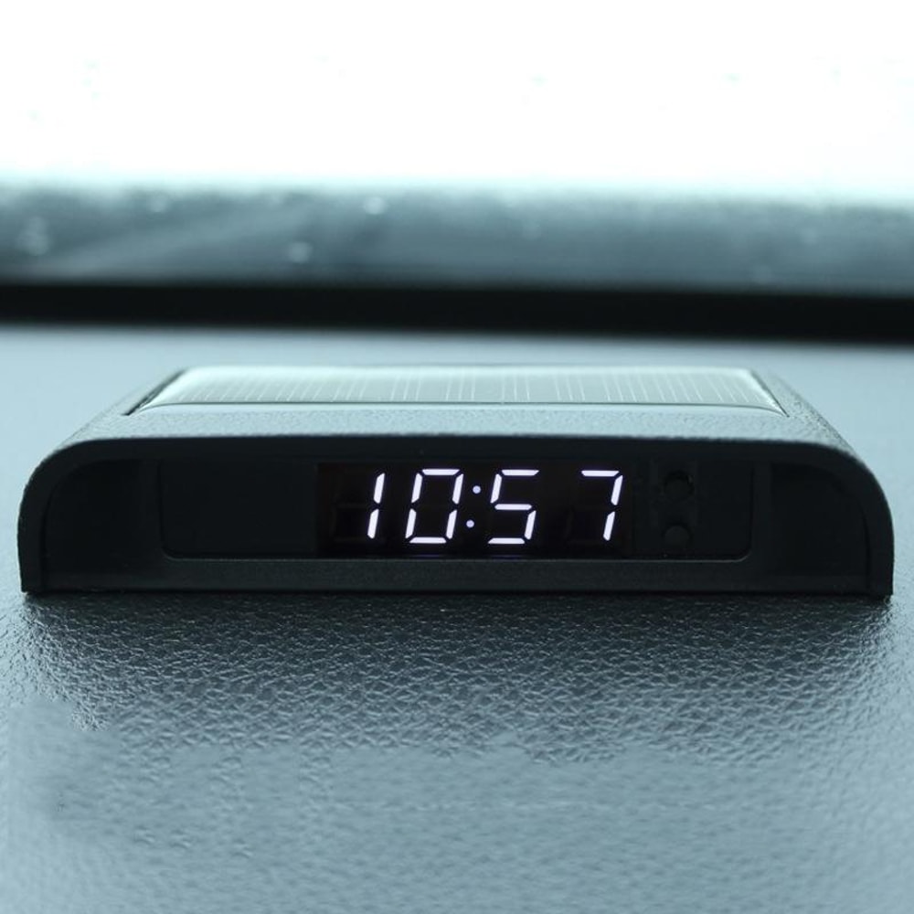 Solar Car Digital Clock With Temperature Time Date Week Display Automotive Dashboard Thermometer 0
