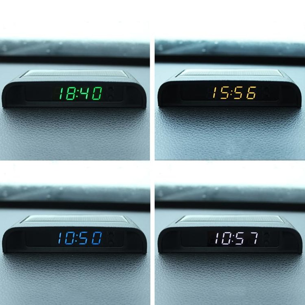 Solar Car Digital Clock With Temperature Time Date Week Display Automotive Dashboard Thermometer 1