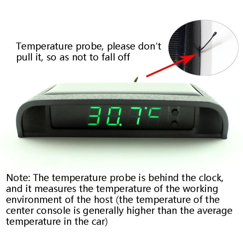 Solar Car Digital Clock With Temperature Time Date Week Display Automotive Dashboard Thermometer 6