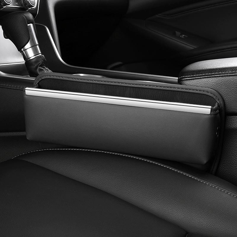 Universal Car Seat Gap Organizer Leather Seat Seam Storage Bag With Charging Holes 1