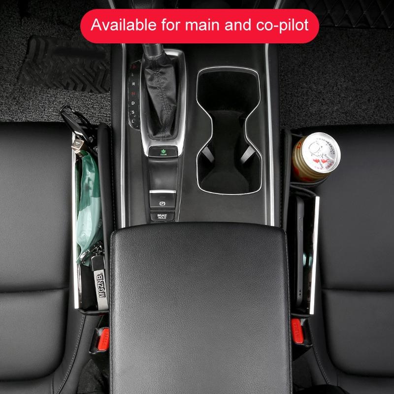 Universal Car Seat Gap Organizer Leather Seat Seam Storage Bag With Charging Holes 6