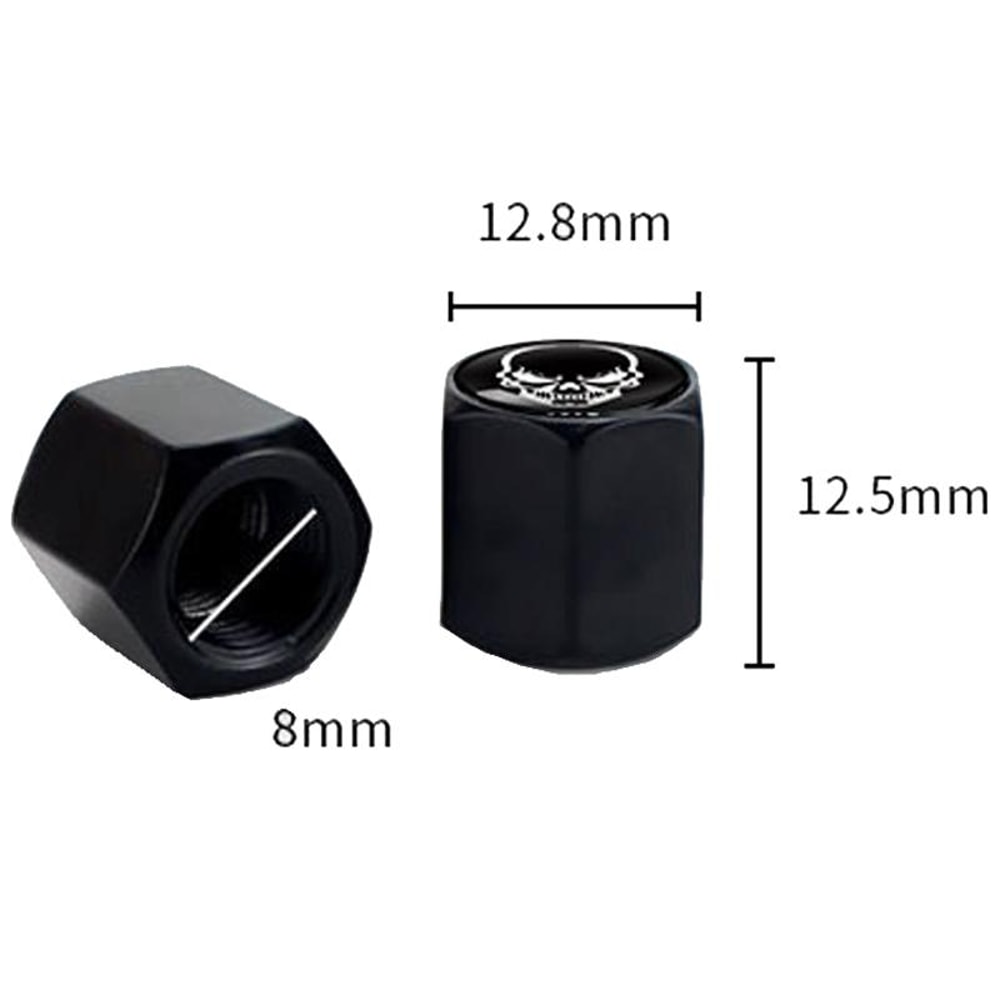 Skeleton Metal Tire Valve Caps Set Universal Valve Stem Caps, Black Alloy Tire Caps