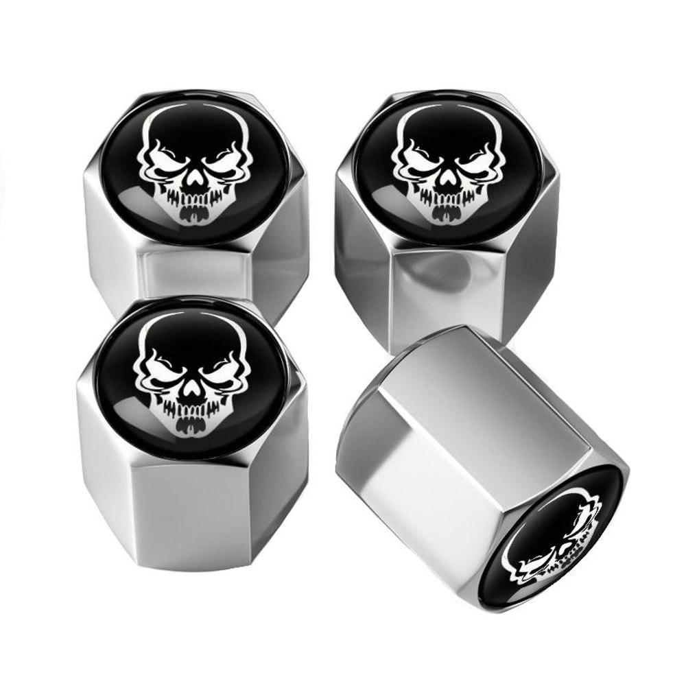 Skeleton Metal Tire Valve Caps Set Universal Valve Stem Caps, Black Alloy Tire Caps