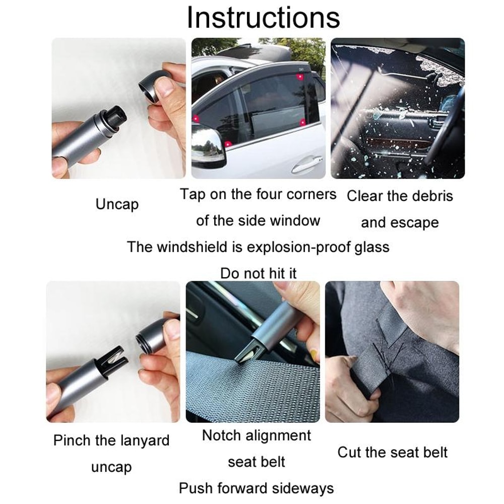 Vehicle-Mounted Emergency Escape Hammer Car Window Breaker & Seatbelt Cutter Safety Tool