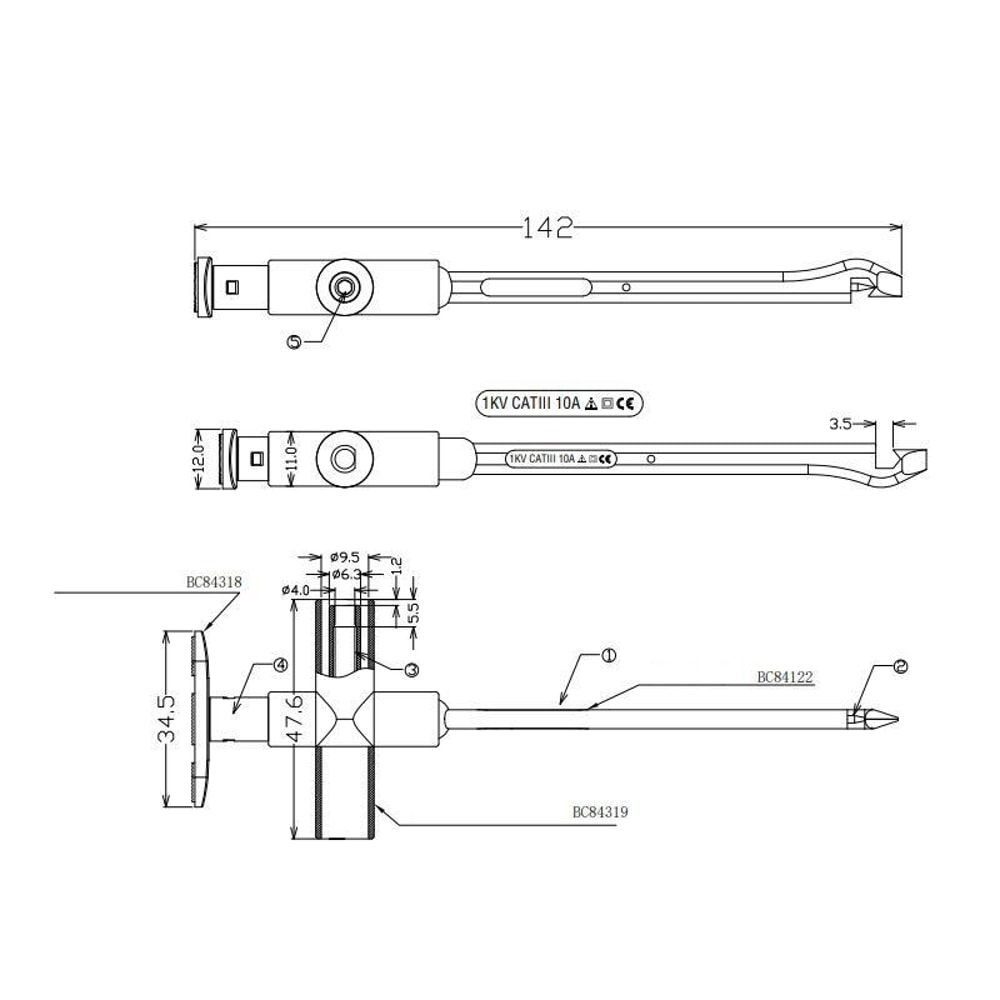 Insulation Piercing Multimeter Test Hook Probe for Automotive Circuit Testing Non-Destructive Clip