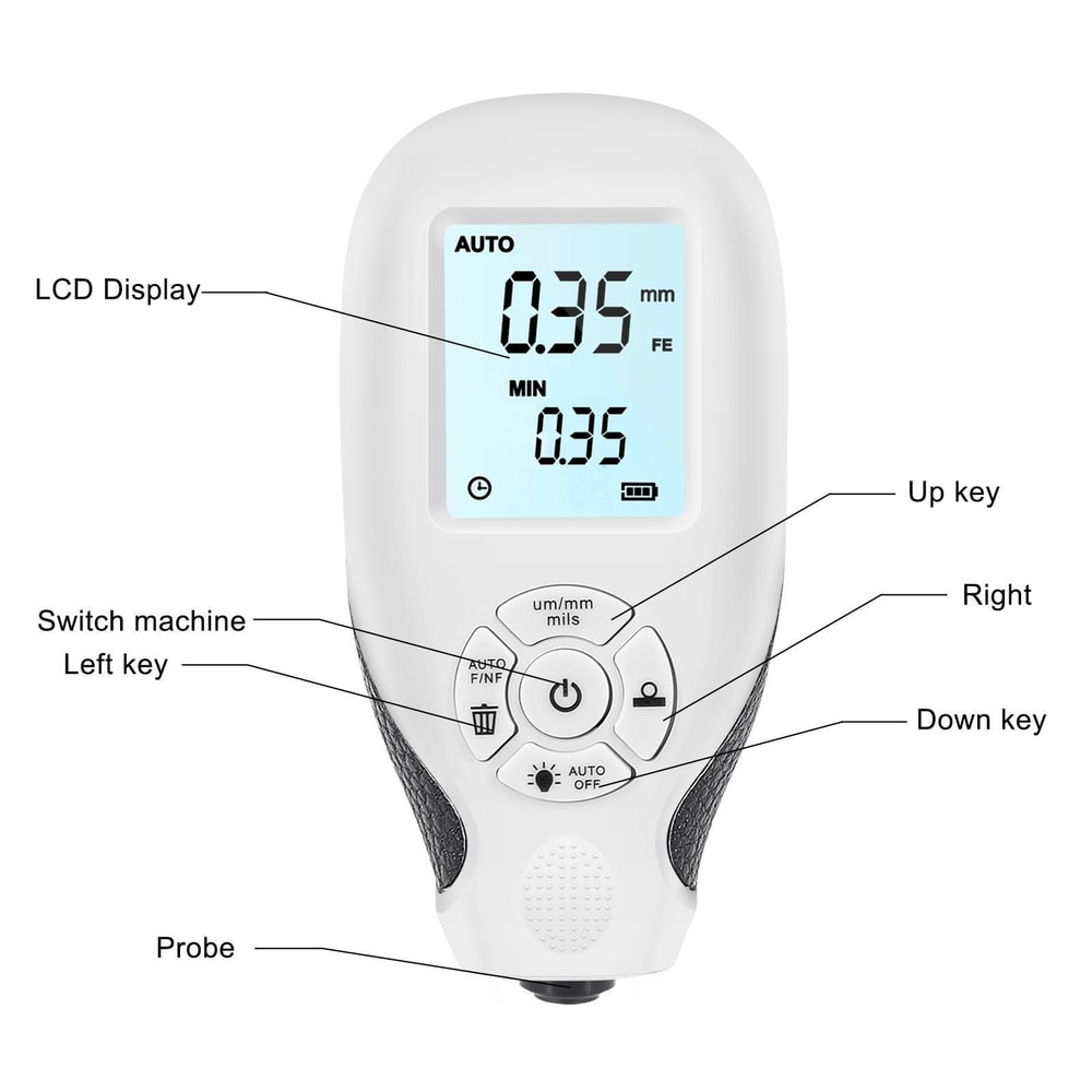 High Precision Digital Coating Thickness Gauge for Automotive Paint & Anti Slip Measurement