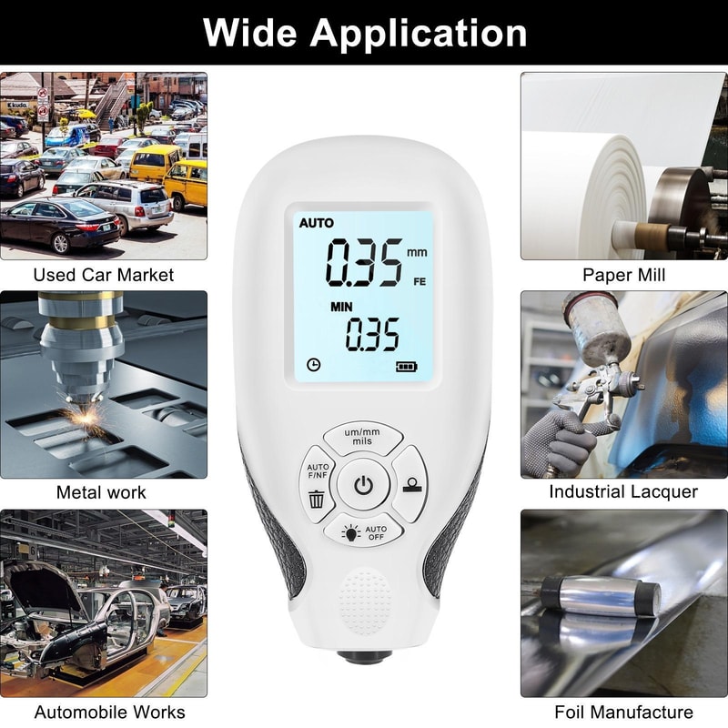 High Precision Digital Coating Thickness Gauge for Automotive Paint & Anti Slip Measurement