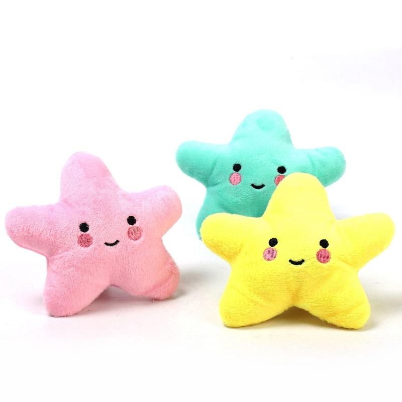 Plush Starfish Squeaky Dog Teething Toy Set Soft Chew Interactive Pet Toy for Puppies & Small Dogs