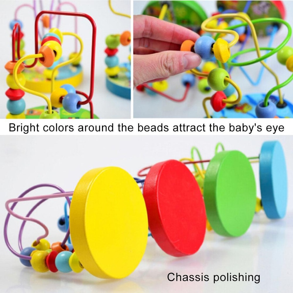 Wooden Bead Maze Toy For Babies Educational Infant Motor Skills Sensory Development Toy 3