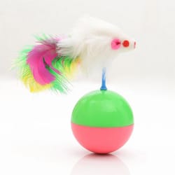 interactive feather mouse cat tumbler toy ball – durable self-play cat exercise toy