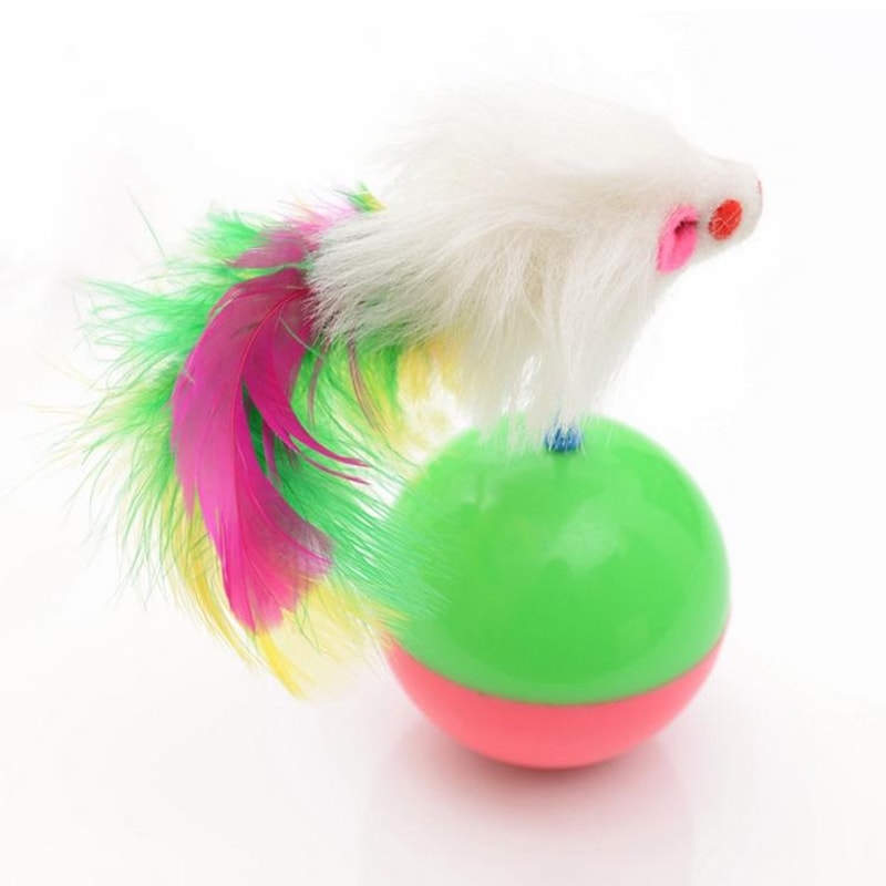 Interactive Feather Mouse Cat Tumbler Toy Ball – Durable Self-Play Cat Exercise Toy