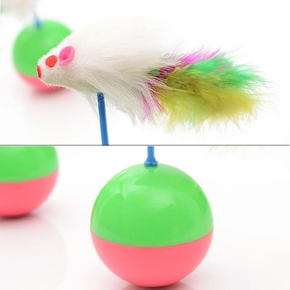 Interactive Feather Mouse Cat Tumbler Toy Ball – Durable Self-Play Cat Exercise Toy