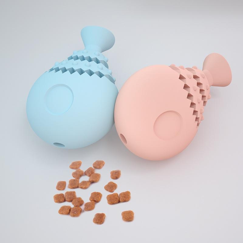 Fish Bone Dog Chew Toy TPR Dental Cleaning Interactive Treat Dispensing Toy