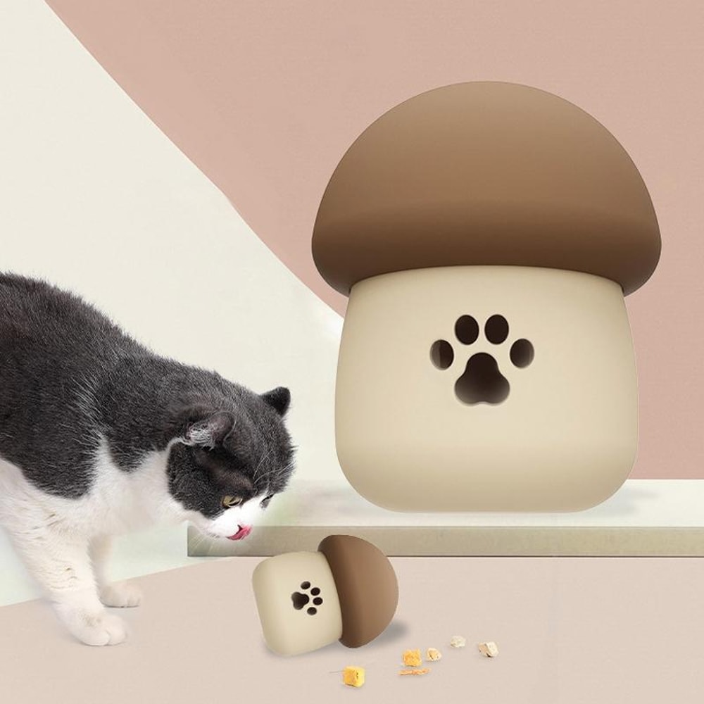 Mushroom Silicone Slow Feeder Dog & Cat Puzzle Toy Interactive Pet Feeder Bowl for Dogs & Cats