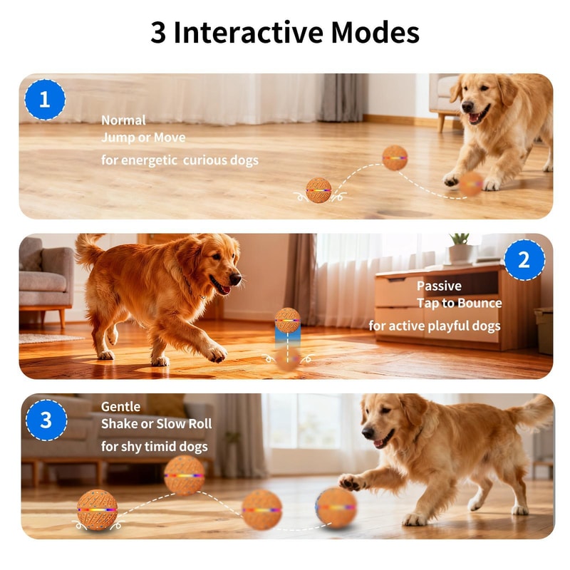 Smart Automatic Pet Toy Ball with LED Interactive Dog Training Ball for Boredom Relief