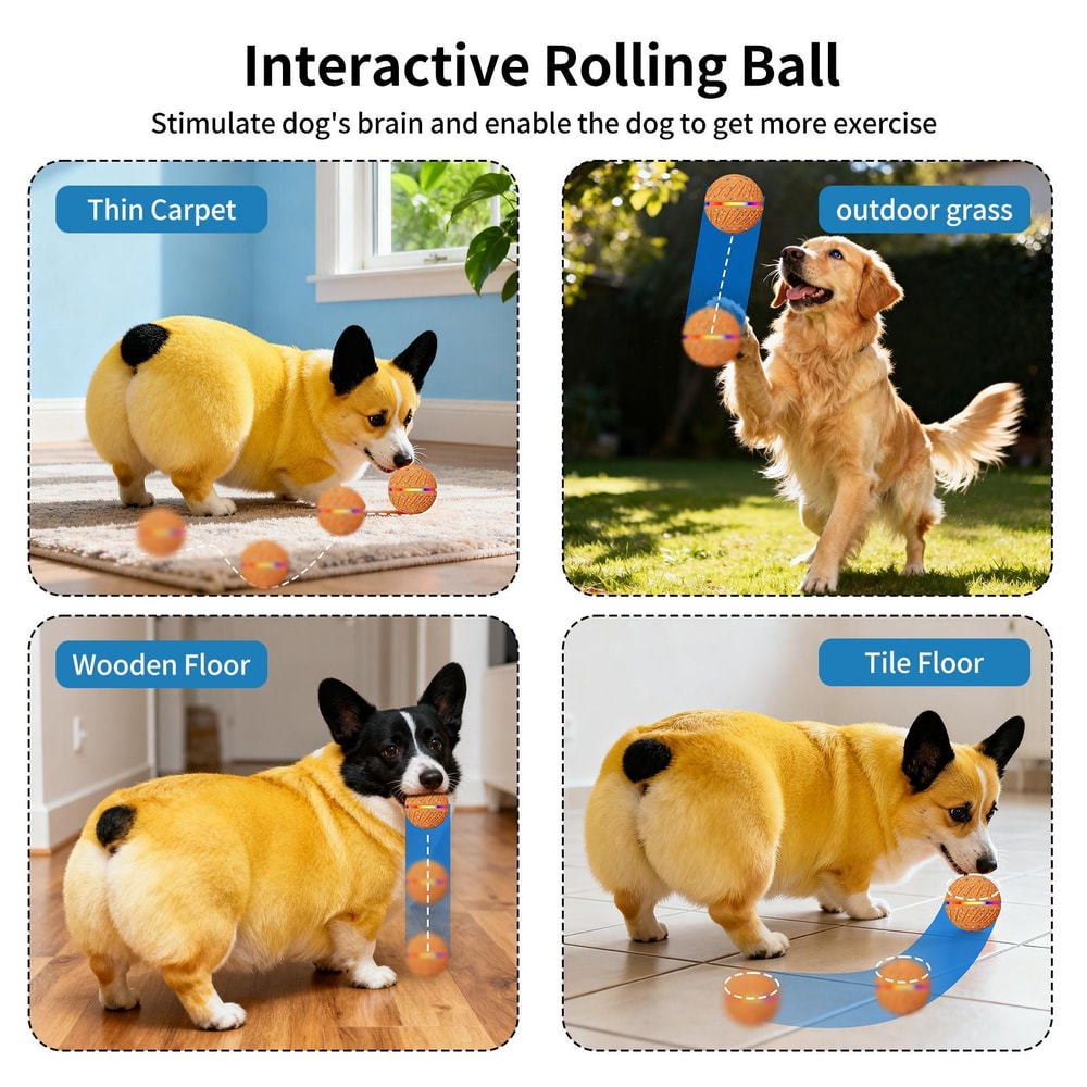Smart Automatic Pet Toy Ball with LED Interactive Dog Training Ball for Boredom Relief