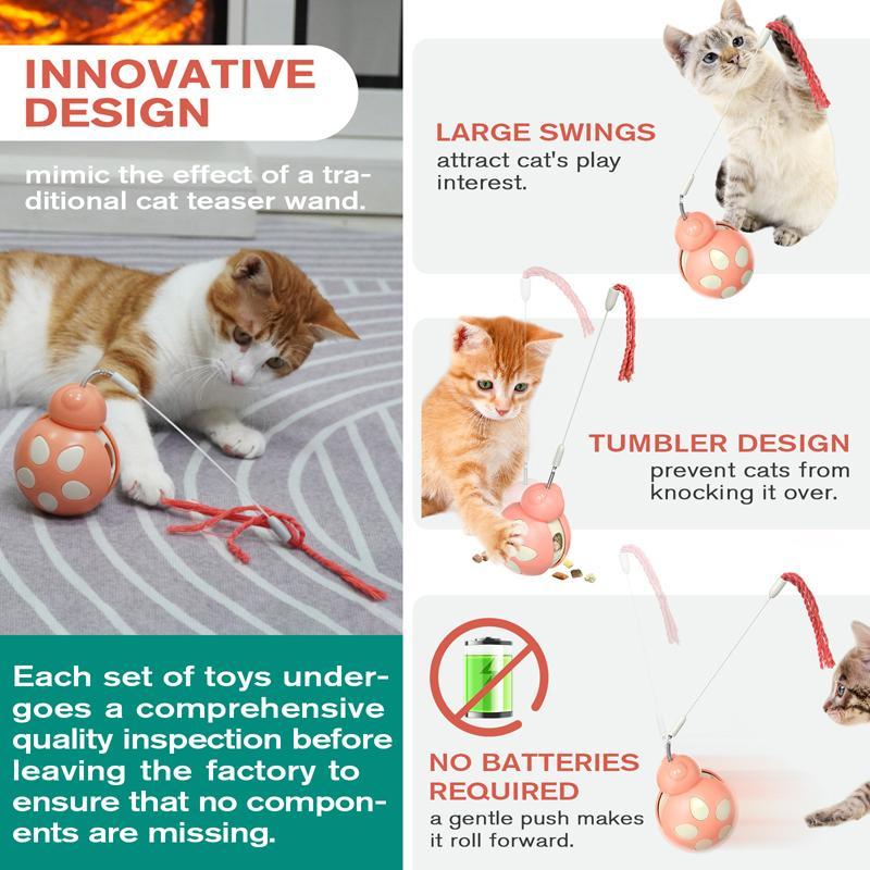 Tumbler Balance Beetle Cat Toy with Treat Dispenser & Teaser Stick Interactive Cat Toy