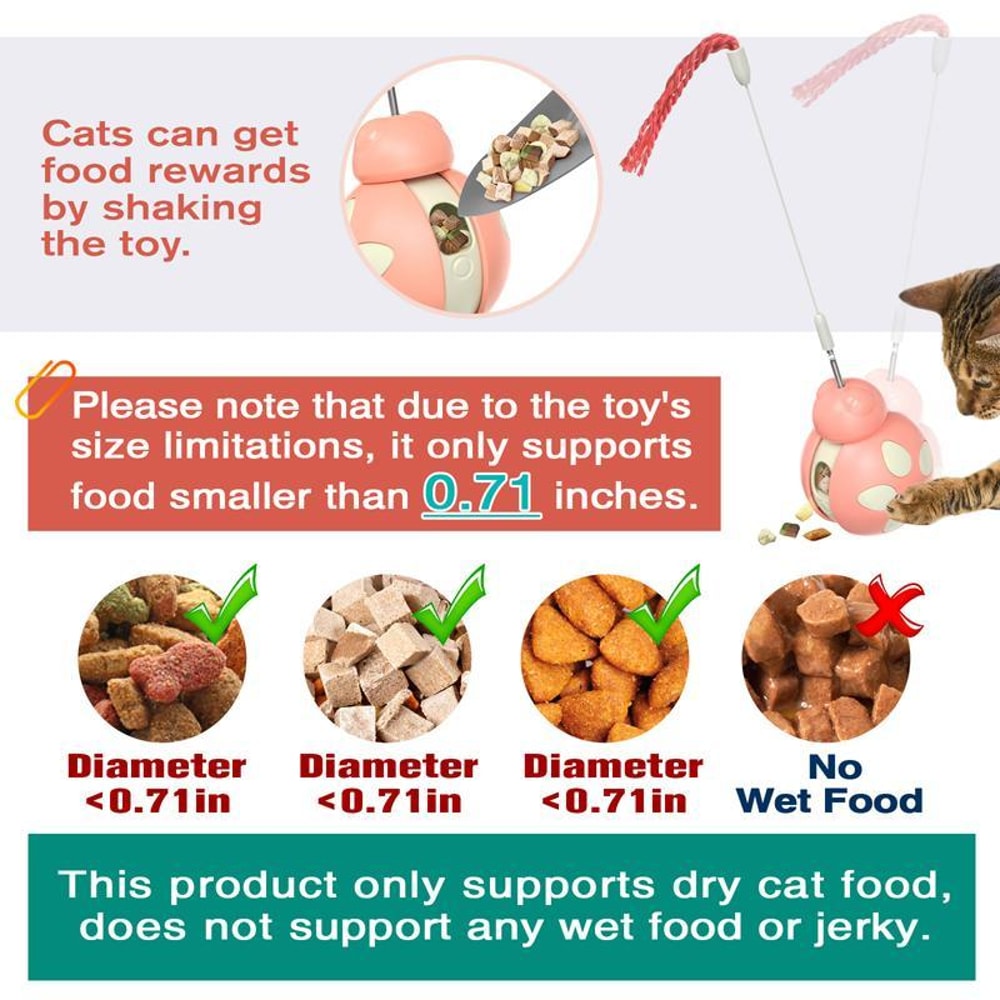 Tumbler Balance Beetle Cat Toy with Treat Dispenser & Teaser Stick Interactive Cat Toy