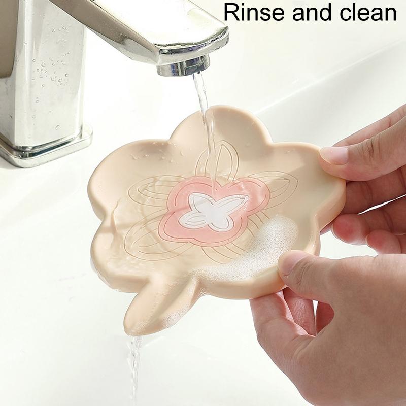 Non Slip Soap Drainage Holder Silicone Bathroom Soap Dish with Soap Dispenser Tray Design